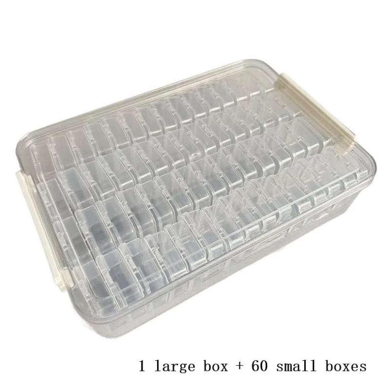 Large Capacity Fuse Beads Organizer 60 Small Boxes Clip Closure Bean Storage Box Multi-Functional 221 Color Labels