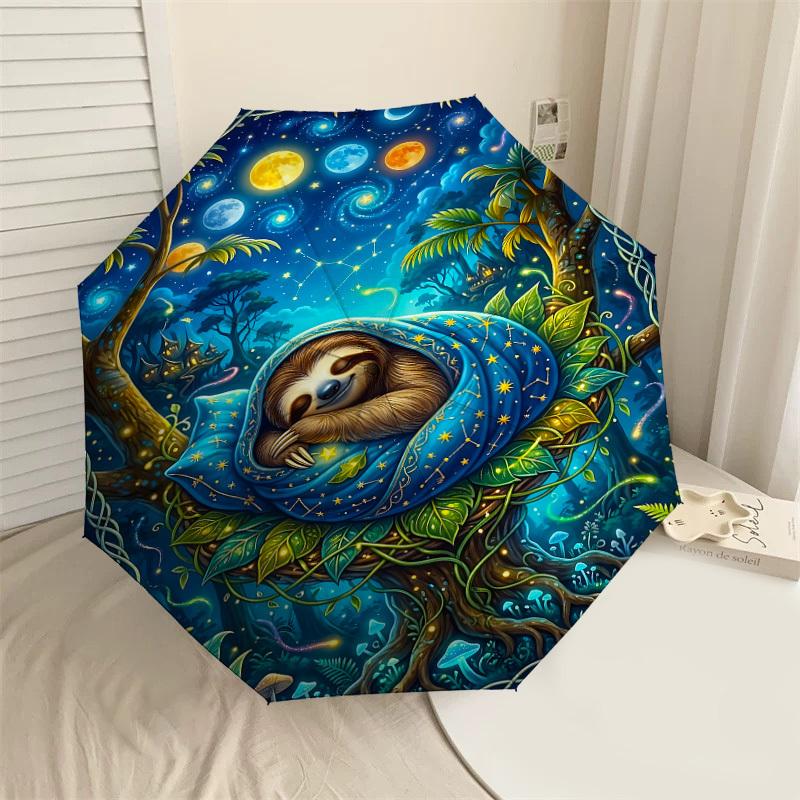 

1PC Sloth Umbrella-8-Rib Reinforced, Automatic Open, Lightweight & Durable, Fashion Accessory for Outdoor, J0393