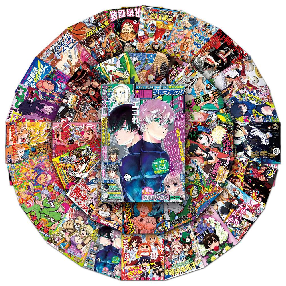 10/30/51pcs Mix Anime Stickers for Kids ONE PIECE Jujutsu Kaisen Dragon Ball Poster Sticker DIY Car Wall Cool Cartoon Decals Toy