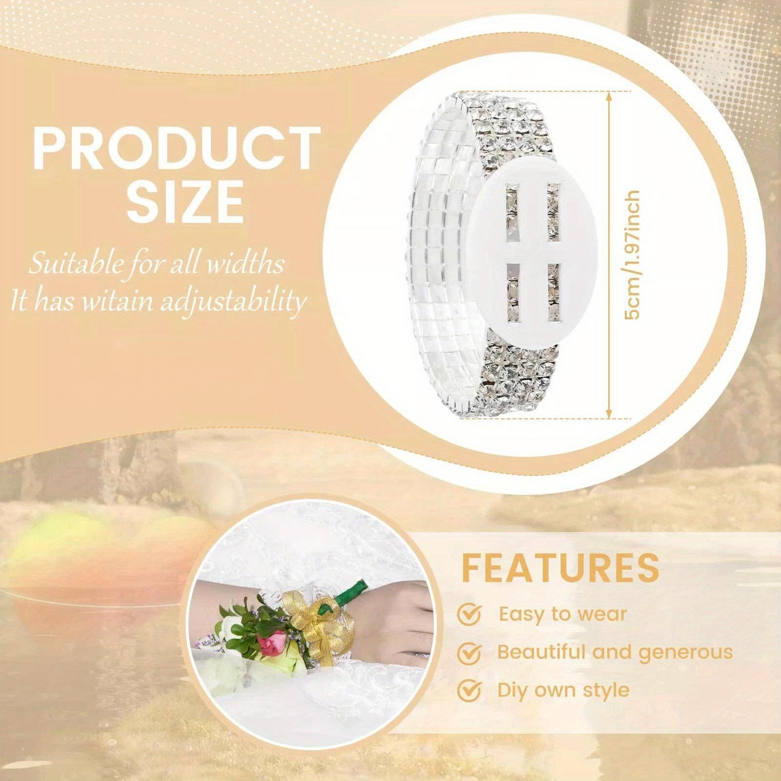 

4 шт. Эластичные браслеты со стразами, Блестящие браслеты-манжеты для DIY, Свадьба, Выпускной, Юбилеи, Бутоньерка, Аксессуары для девичника