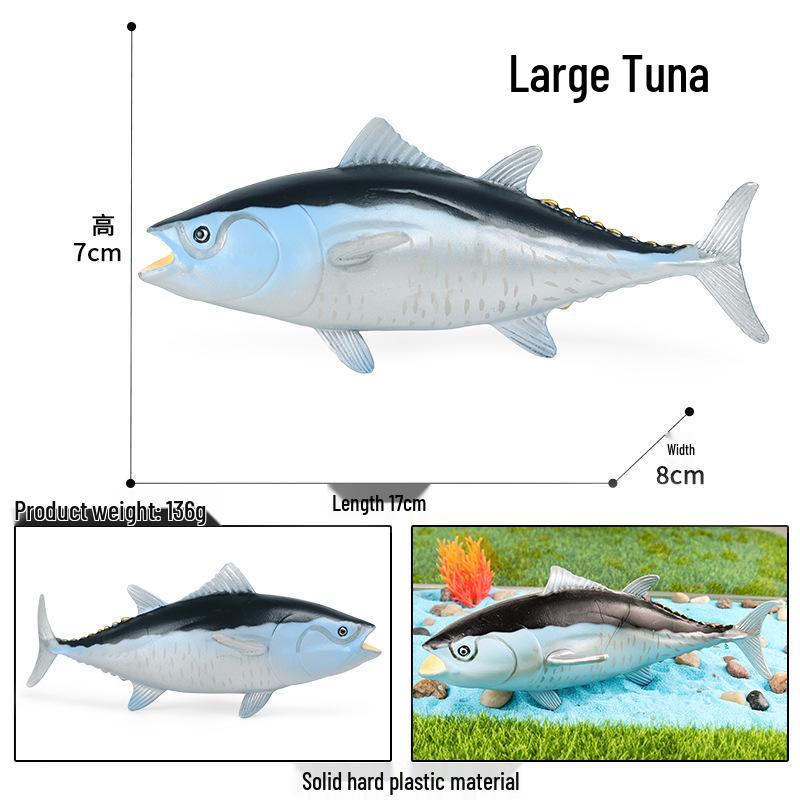 Children's Marine Life Model Toys: Squid, Mako Shark, Flying Fish, Greenfin Tuna