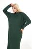 Women's Big Size Dress Green Half Turtleneck Knitted Knitted Dress