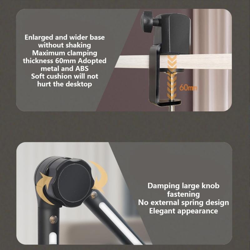 Drehbarer LED Mikrofonarmständer LED Schwenkarm Verstellbarer Mikrofonständer für Professionelle Aufnahme Heimstudio Rundfunk