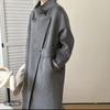 2025 Autumn/Winter Women's Hepburn-Style Stand-Collar Wool Cashmere Overcoat