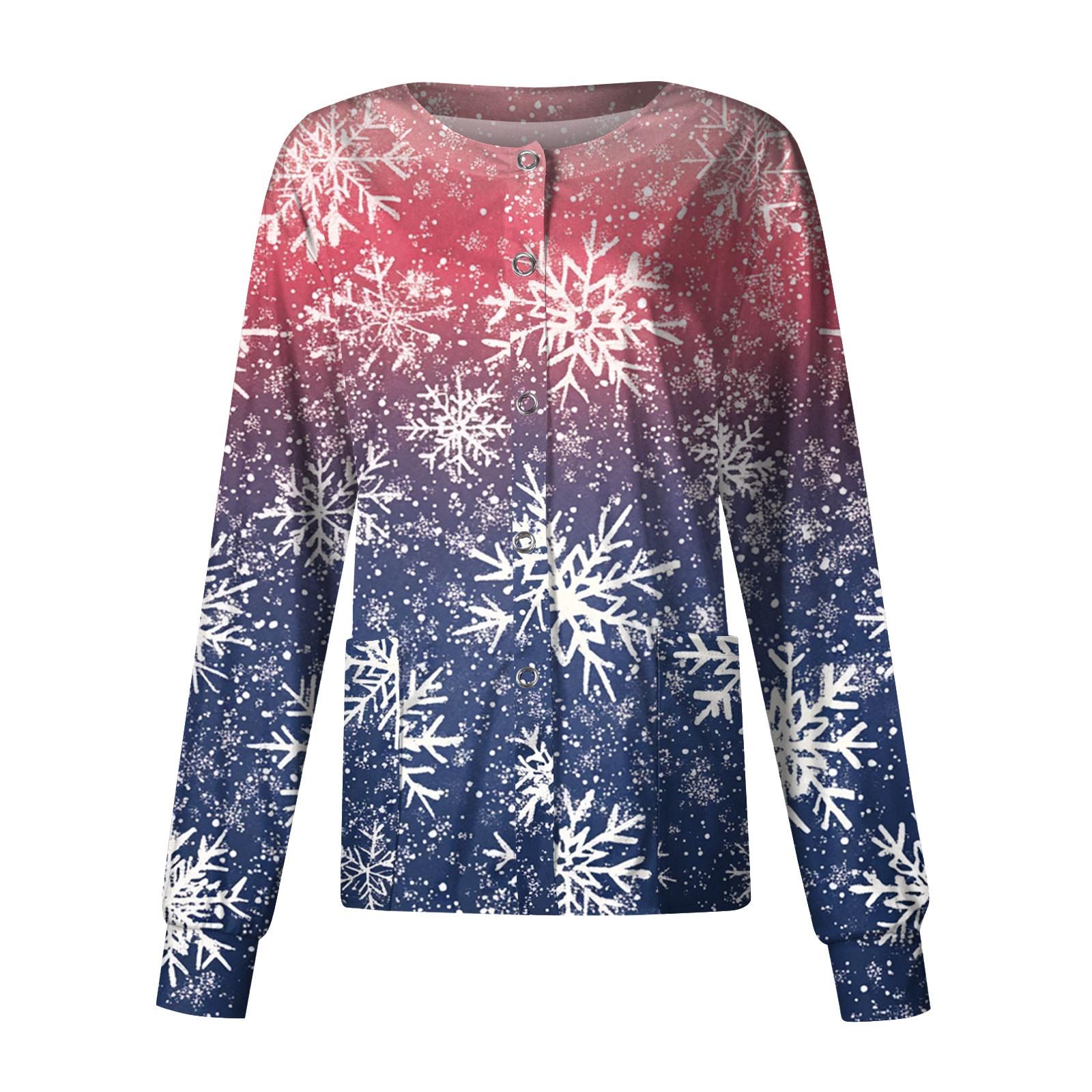 

Женская повседневная одежда с длинным рукавом и рождественским принтом, кардиган, верхняя одежда, униформа XL синий