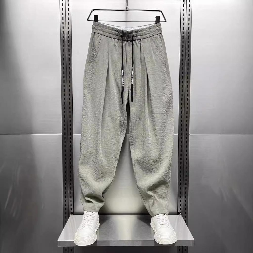 Summer New Breathable Drape Casual Pants Men's Trend Loose and Versatile Pleated Harlan Radish Pants Thin