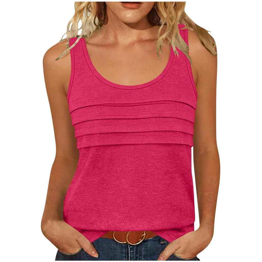 Women's Casual Tunic Tops To Wear With Leggings Sleeveless Summer Color Shirts Tanks Blouses