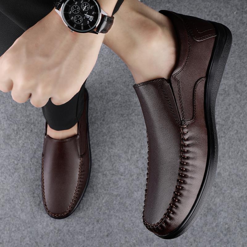 Genuine Leather Business Flats Men Loafers Classic Slip-on Man Casual Shoes Moccasins Comfortable Non-slip Outdoor Shoes