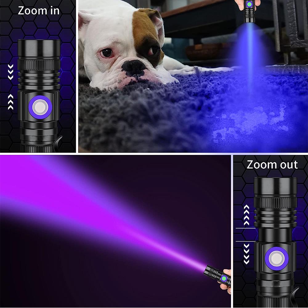 2pcs UV Flashlight 365nm & 395nm for Detecting Pet Urine Stains Curing Resin