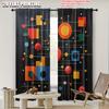 2pcs   2D flat printing Curtain abstract geometric Durable 100% Polyester Fabric  Without Electricity Spring Party & Holiday Decor