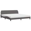 VidaXL Bed with Mattress Grey 200x200 Cm Faux Leather 3208480