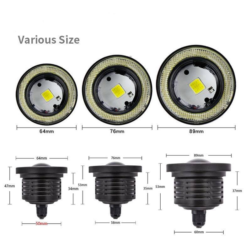 2 Stück 2,5" 3,0" 3,5" 64mm 76mm 89mm Projektor COB LED Auto Nebelscheinwerfer 6500K Halo Engelaugenringe Tagfahrlicht Weiß 12V Nebelschlussleuchte