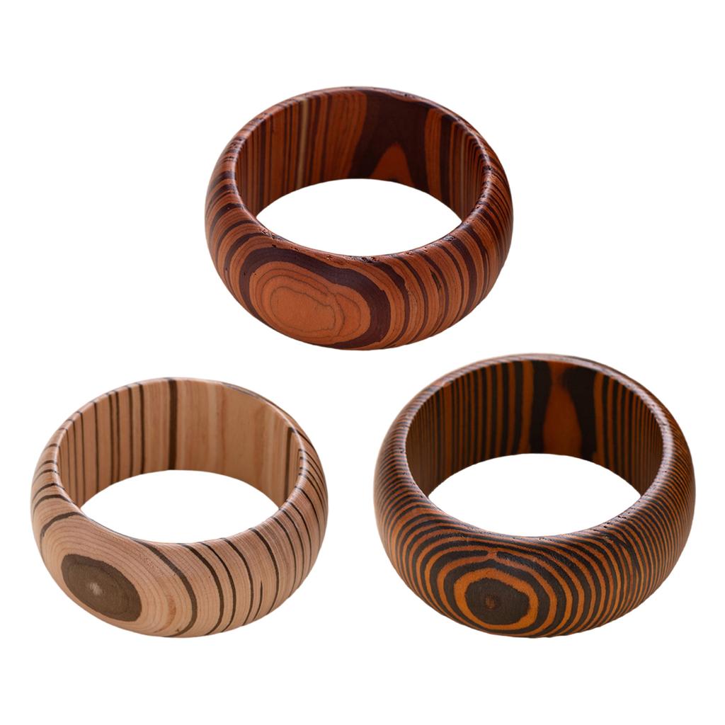 Vintage Ornate Carved Wooden Bangle Bracelet Artistic Wide Cuff For Women Elegant Natural Wood Jewelry Accessory