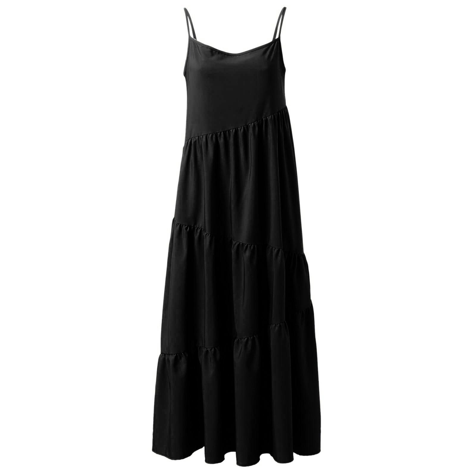 Женское однотонное богемное повседневное пляжное платье плиссированное нерегулярное — фото 5