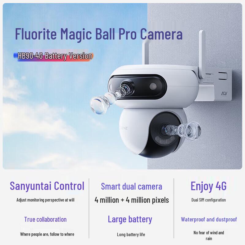 Telecamera Solare PTZ da Esterno EZVIZ HB90 4G Dual 4MP (Versione NC)
