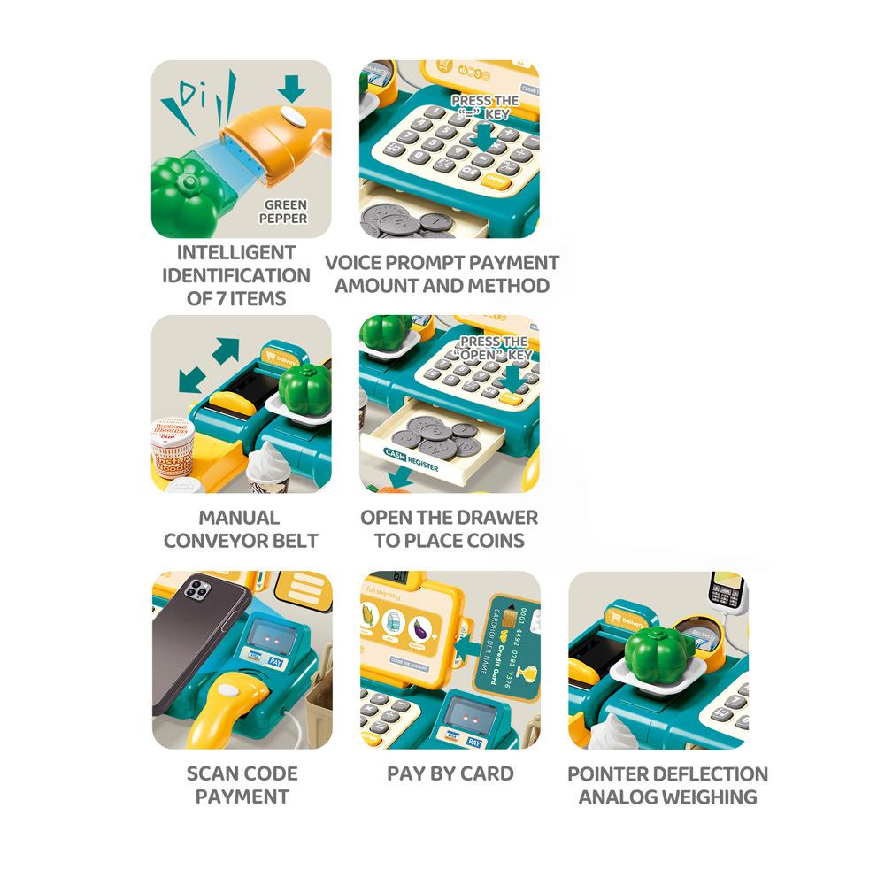 Playing House Smart Checkout Page Simulation Supermarket Dining Table Fruit Cash Register Children'S Combination Toy Set