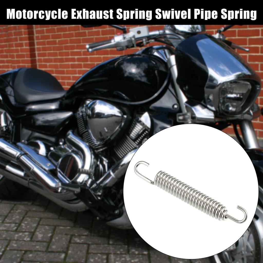 uxcell Motorcycle Exhaust Spring Stainless Steel Exhaust Pipe Spring Hook Retrofit Accessories Universal 80mm Silver Tone 2pcs