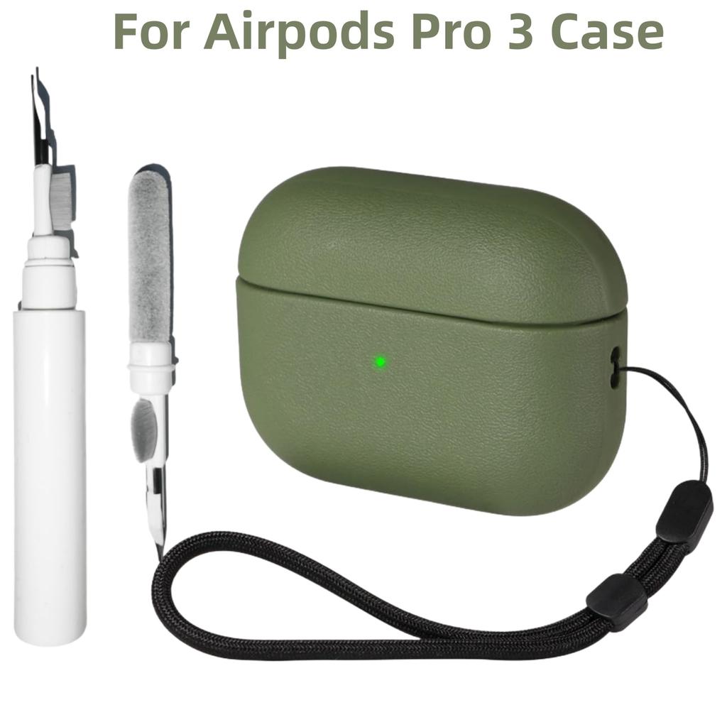 Shockproof Protective Cover for AirPods Pro 3 Compatible with AirPods Pro 3rd Generation Case Leather Texture Case with Keychain