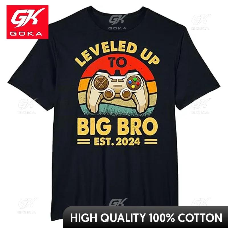 Promoted To Big Bro Est 2024 Shirts Leveled Up To Big Brother 2024 TShirt Pregnancy AnnounceUnisext Sayings Boys Graphic Tee Tops S