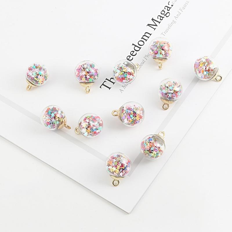 

10 шт/(пак) Подвески со звездами и блестками, прозрачный стеклянный шар, 16 мм, подвески, ремесленные изделия, ювелирные изделия ручной работы, сделай сам, для серег, ожерелья 10pcs/1pack разноцветный