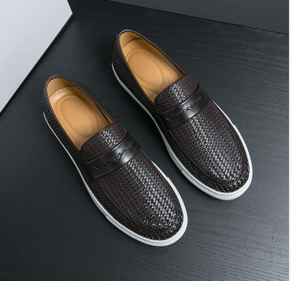 Men s Large Size Casual Leather Slip-On Shoes 42 коричневый