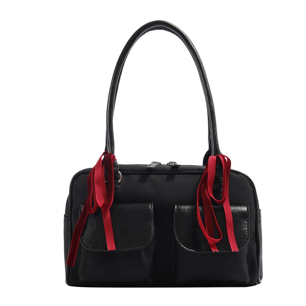 2025 New Bowling Bag Korean Blogger's Niche Versatile Boston Tote Bag Underarm Commuting Shoulder Bag Trendy