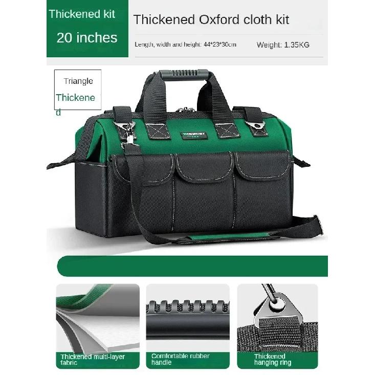 1680D Heavy Duty Tool Bag with Waterproof Base Large Capacity Organizer for Electrician Mechanic Wear-Resistant Tote Tool Bag