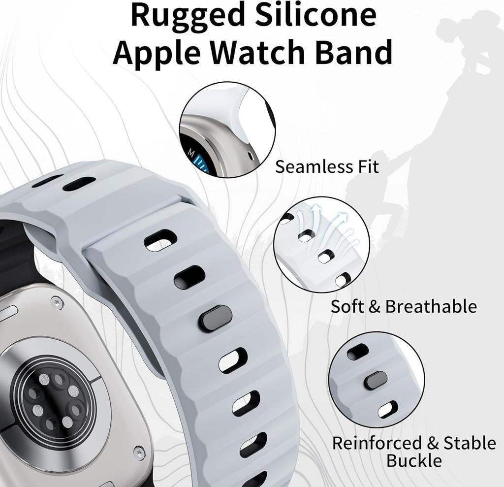 KALEBOL Mecha Silicone Strap for Apple Watch Ultra 3 2 1 49mm/Series 11 10 46mm/9 8 7 45mm/SE3 SE2 SE 6 5 4 44mm/3 2 1 42mm Dual Color Watch Band
