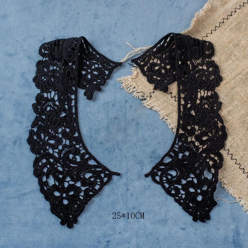 1 Pair White Neckline Fake Collar Lace Fabric Embroidery Carft DIY Dress Garment Decoration Accessories