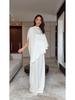 2026 Spring White Wide-Leg Pants Suit: Casual Two-Piece with Irregular Design