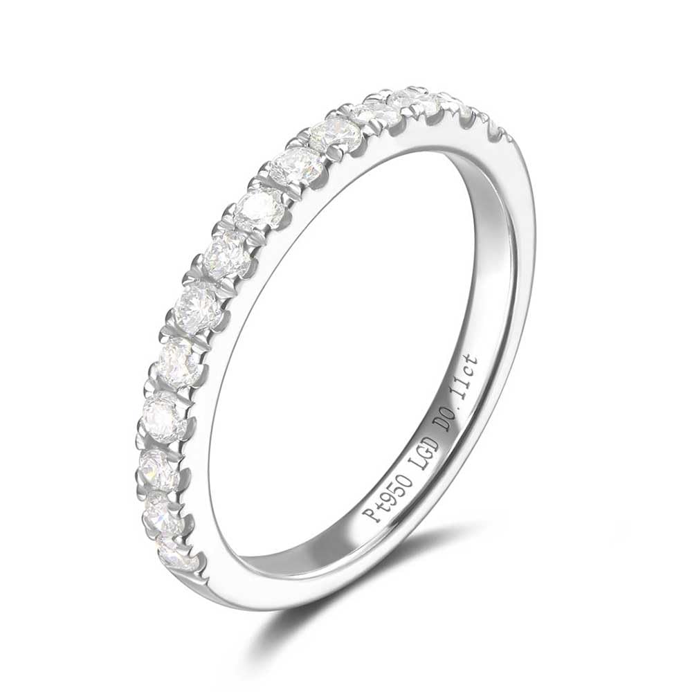 FANCIME Platinum Ring for 18 Total Size Wide Half Eternity Platinum Perfect for and Gift Wrapping Included Women, Lab-Grown Diamonds, 0.114ct, 14,