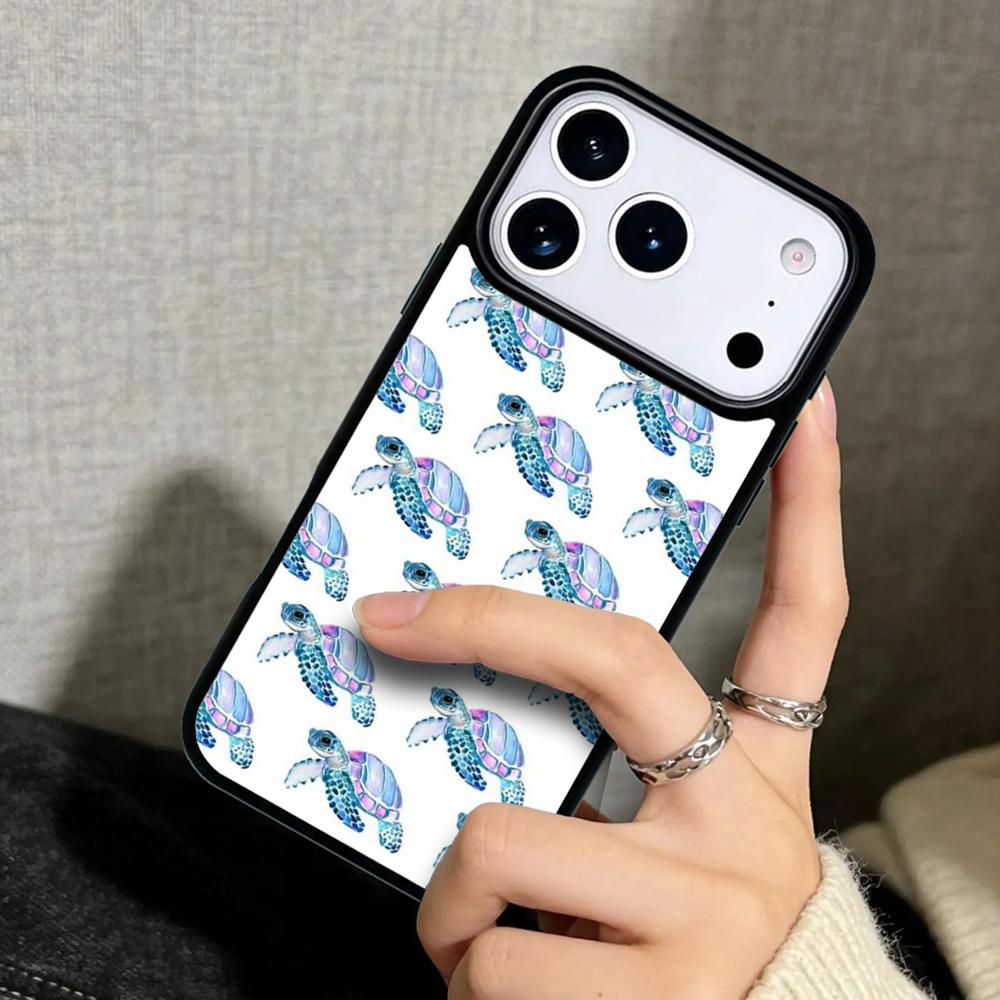 Capa Case for iPhone 17 Air 16 Pro Max 15 Plus 11 13 Mini 14 12 Back Phone Cover Cute Turtles Painted