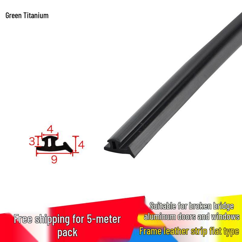 High-Quality Silicone Aluminum Door & Window Sealing Strip - Waterproof Rubber Frame & Sash Seal. 5-meter flat type