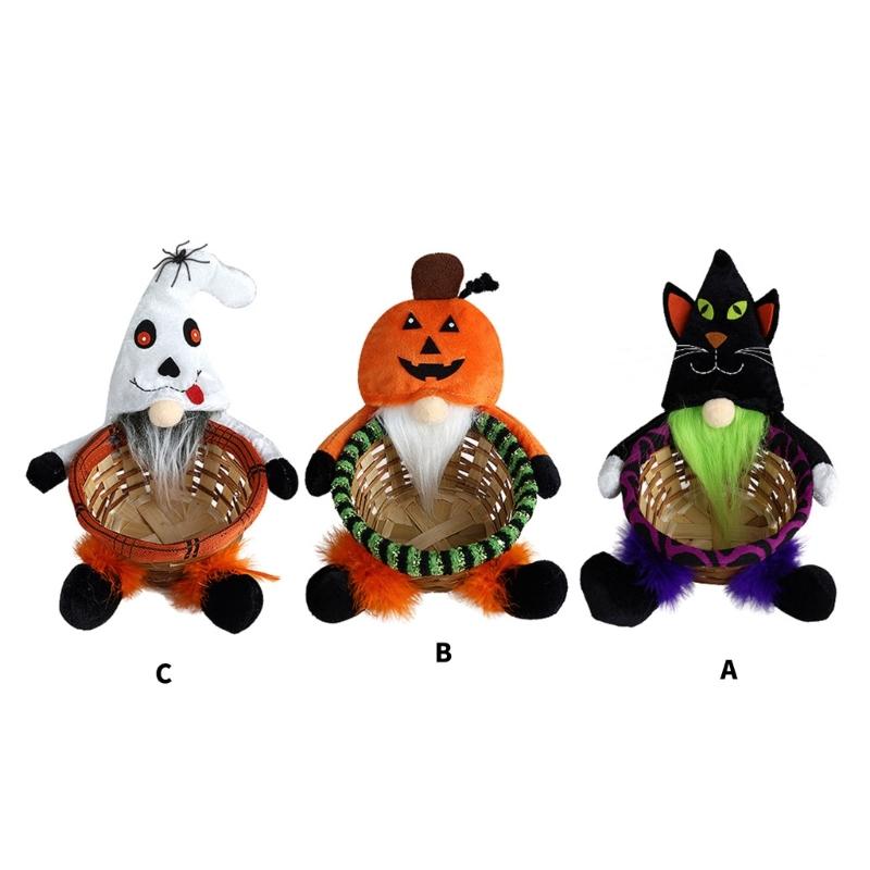 Multipurpose Round Bamboos Storage Basket for Halloween Mysterious Elegant Designs Pattern Portable for Party Supplies