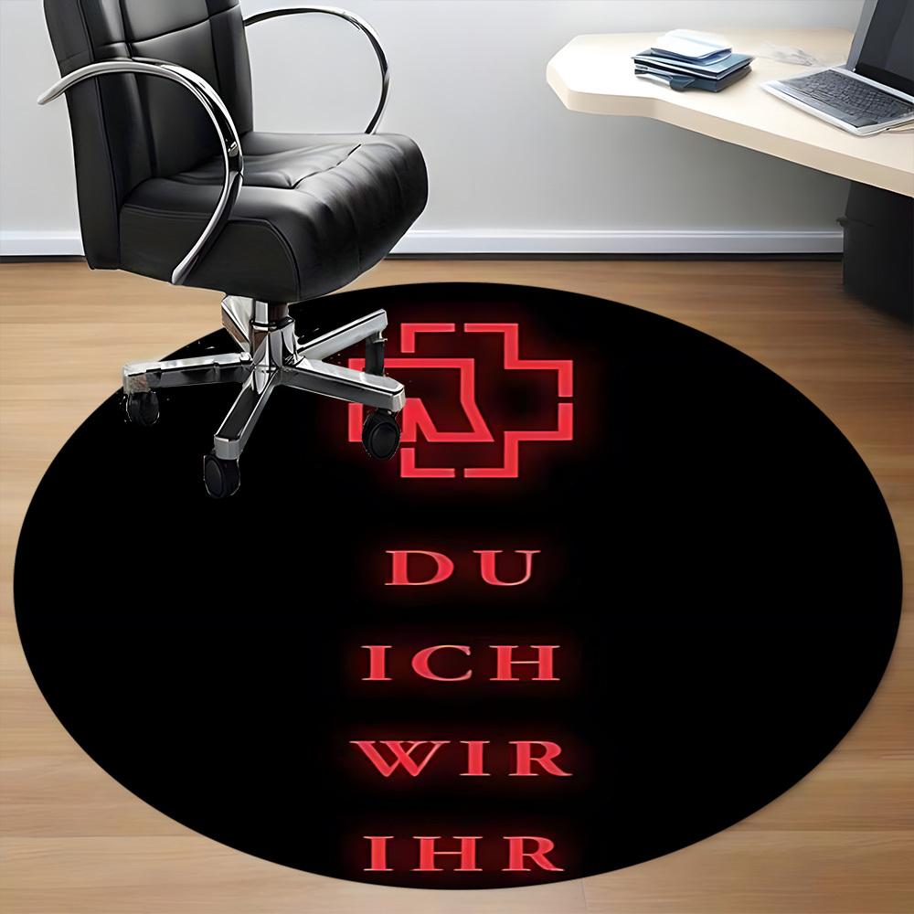 1PC Rammstein Office Round Rug, Non-slip, Soft and Durable Office Rug for Interior Decoration, Perfect for Office, Beautiful Decoration