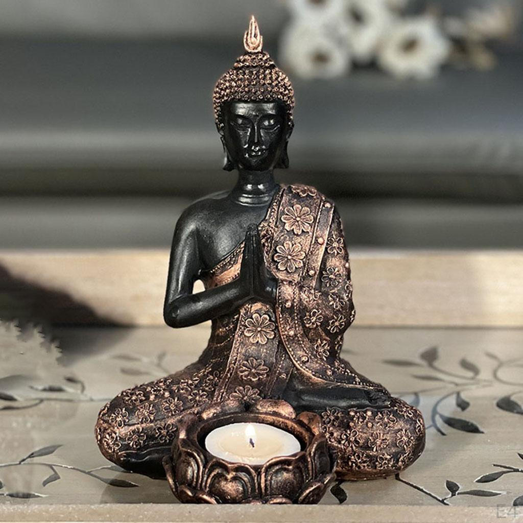 Uchwyt Buddy Blat Tealight Decor Posągi Kolekcjonerska figurka Rzeźba na relaksujący prezent