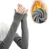 1 Pair Winter Cashmere Warm Arm Sleeves Women Men Running Cycling Arm Warmer Thickened Plush  Arm Protector Outdoor Long Gloves