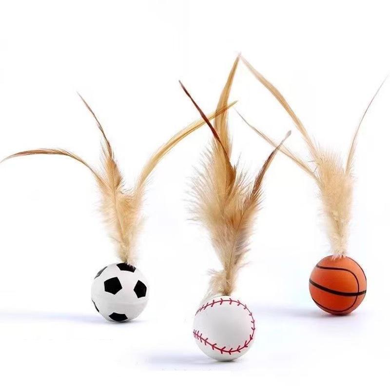 3Pcs Cat Interactive Toys Caterpillar Elastic Ball with Feater Cat Toy Ball Pet Puzzle Teasing Cat Interactive Toy Supplies