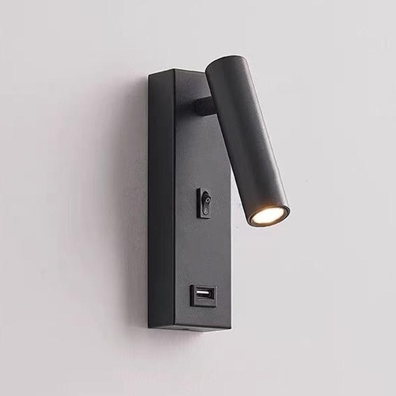 Modern Minimalist Hotel Bedroom Wall Lamp Bedside LED Reading Light Eye Protection Angle Adjustable Spotlight