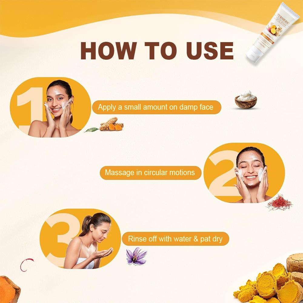 Turmeric Face Wash-Deeply Cleans Pores and Soothes skin-Moisturizing and Brightening Facial Skin-Suitable For All Skin Types