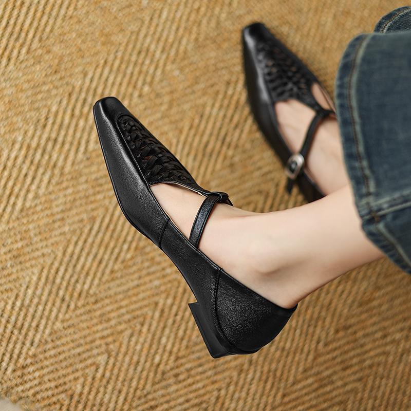 

Мода 2025 Новые Весенние Женские Туфли из Натуральной Кожи для Женщин Модные Низкие Каблуки Квадратный Носок Массивные Каблуки Серебристые Женские Туфли 40 чёрный