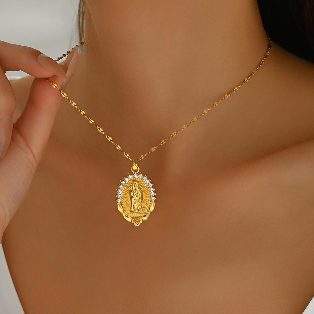 Vintage Accessoires Geometrisch Eingelegter Zirkon Madonna Damen Halskette Weiß Ada Premium Sinn Schlüsselbeinkette