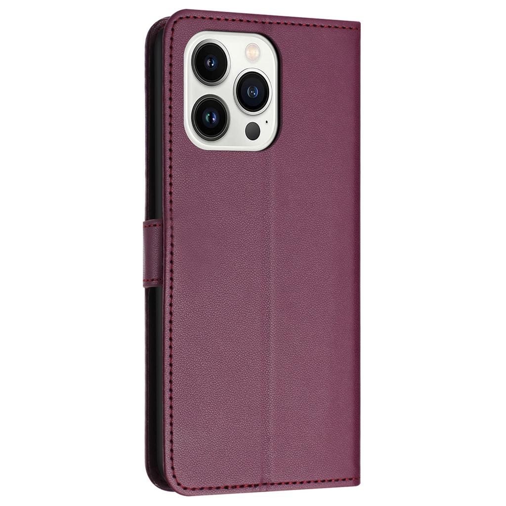 For iPhone 16 Pro Wallet Phone Case Leather Stand Cover with Strap