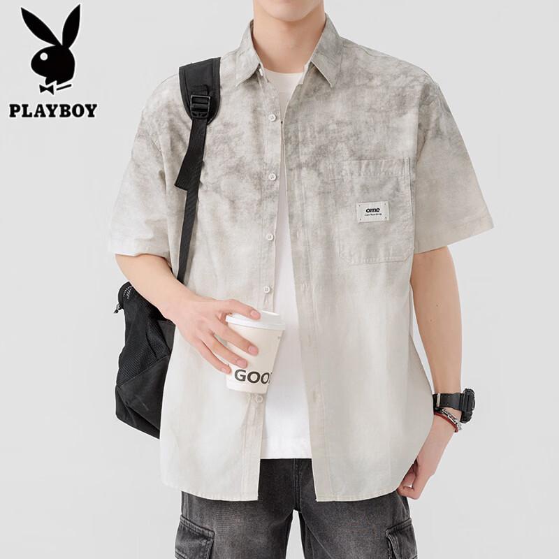 PLAYBOY Men s Pure Cotton Gradient Short Sleeve Shirt 2XL