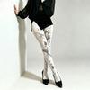 White Velvet Floral Pattern Stockings For Young Women With Breathable Elasticity