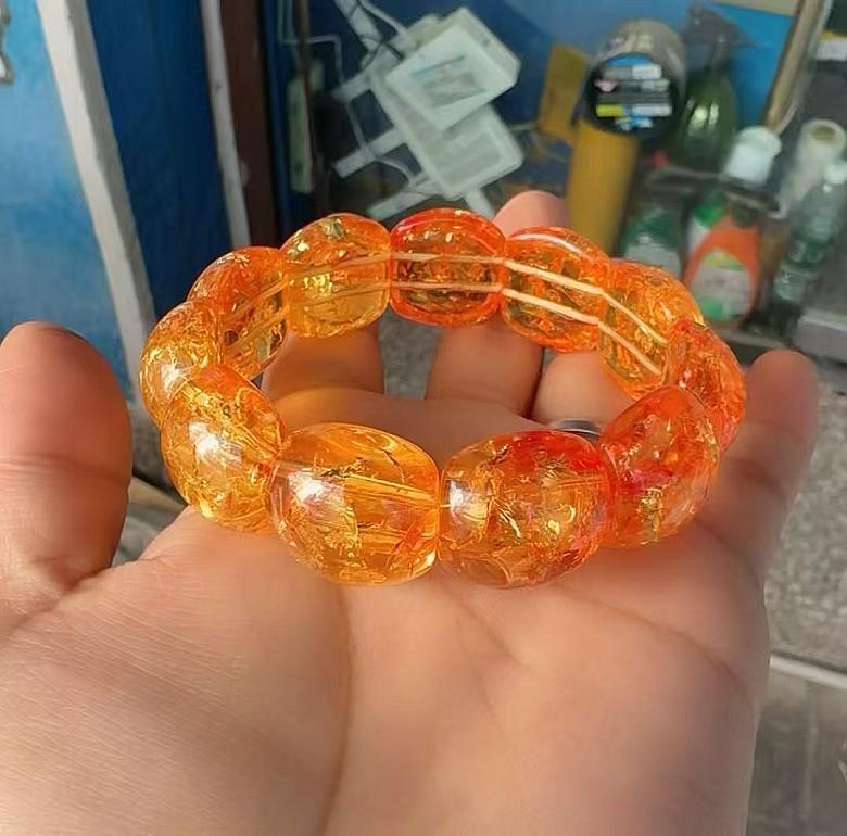 Second Gen Amber & White Flower Beeswax Fluorescent Bracelet Gift