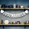 Just Married Letter Banner Bridal Shower Paper Garland Bunting Banner  Party Decoration Supplies