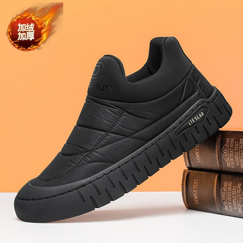 

2025 зимняя новая мужская бархатная утолщенная теплая хлопковая обувь повседневная обувь на толстой подошве среднего размера для сноубординга мужская обувь для активного отдыха 44 чёрный