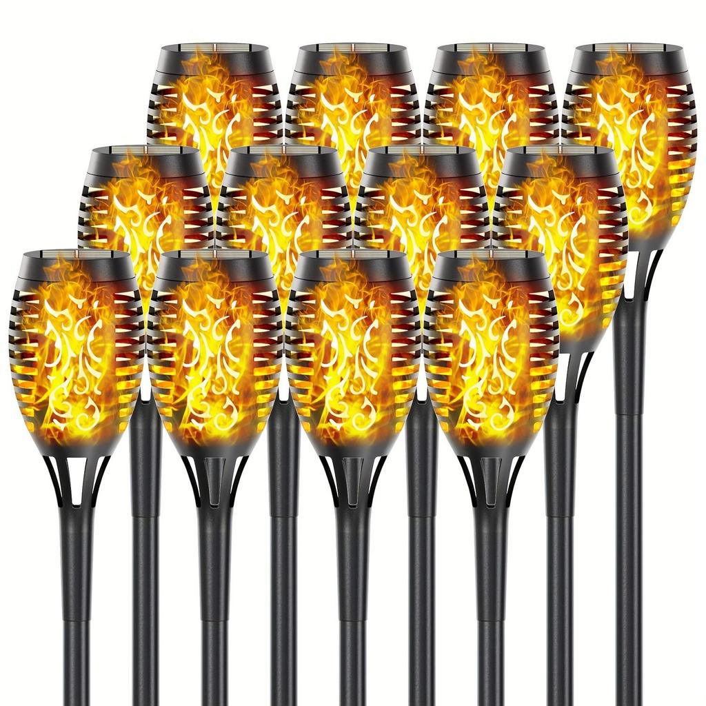 LED Solar Flame Light Outdoor,Waterproof 12LEDs Torches Landscape Lamp for Outdoor Courtyard Garden Yard,Halloween Decorations