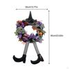 Front Door Hanging Witch Wreath Skeleton Island Happy Halloween Garland Pendant for Outdoor